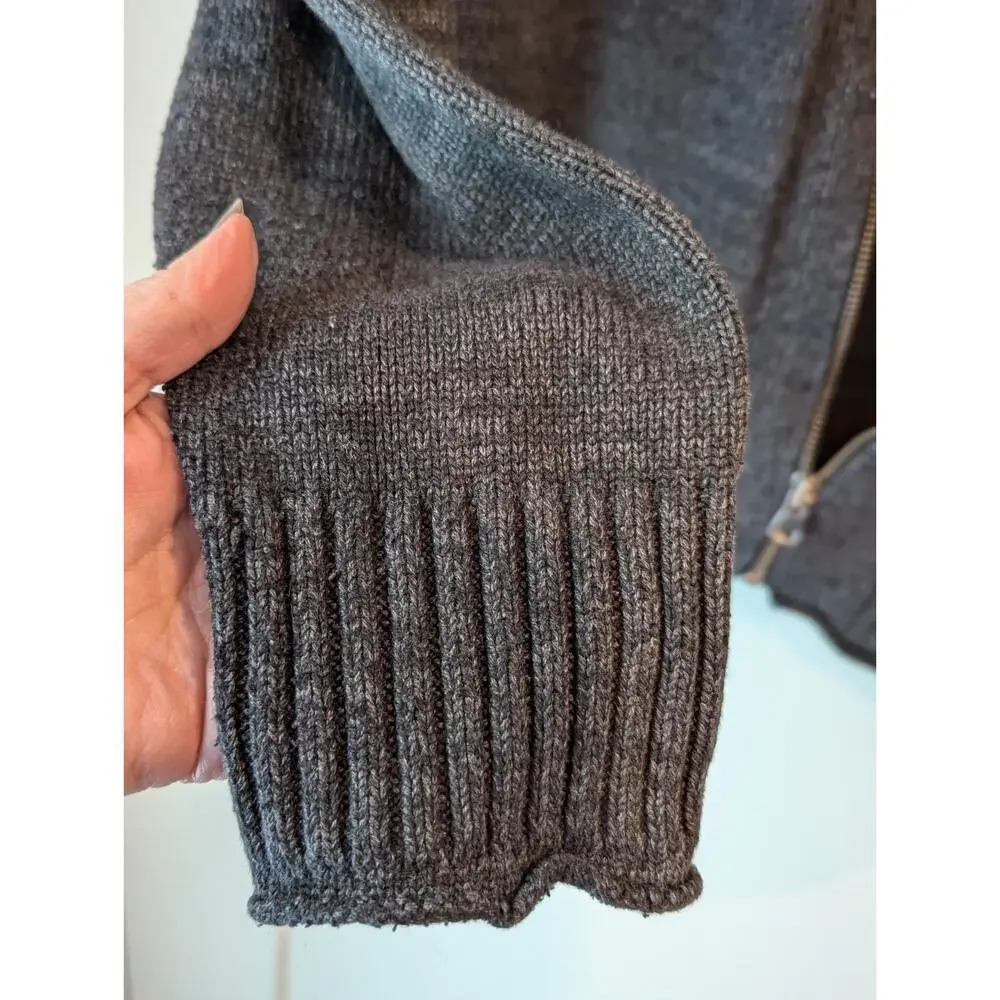 Gap Mens Large Sweater Zip Cardigan Charcoal Gray Cotton Blend W/Silk